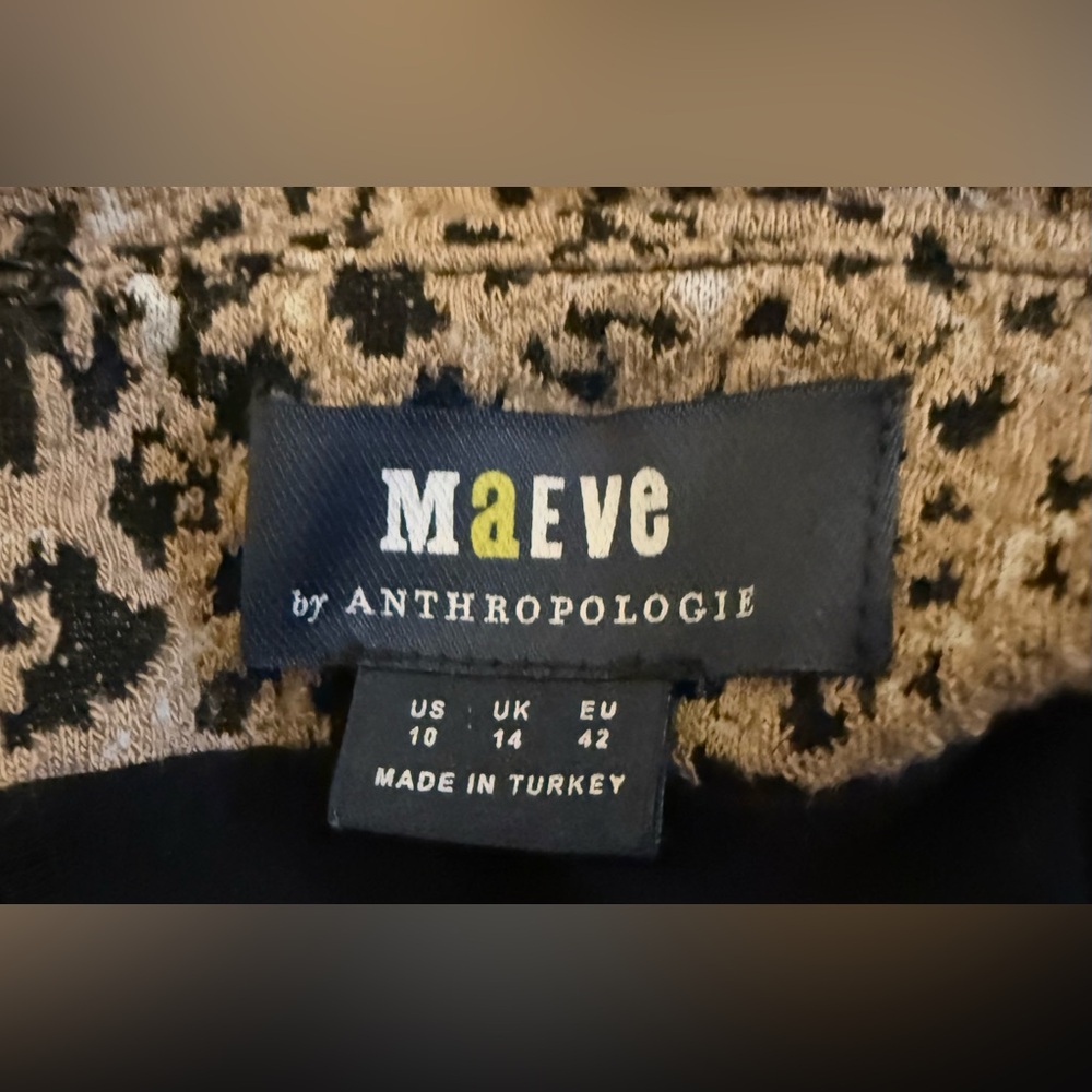 Maeve by Anthropologie Leopard Puff Sleeve Cut Out Mini Dress Women’s 10 EUC - Picture 8 of 8